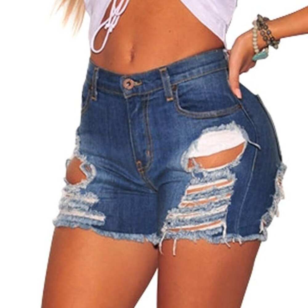 EUC Stretch Distressed Denim Shorts